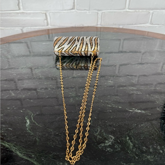 Stephanie Zebra Print Crystal Evening Clutch - Picture 6 of 10